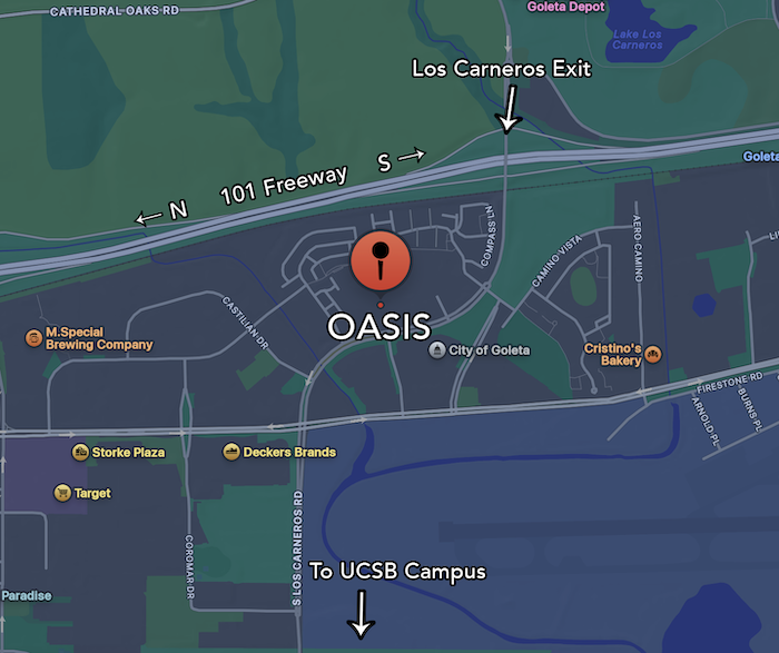 Image of a map of the OASIS facility in Goleta, California. 