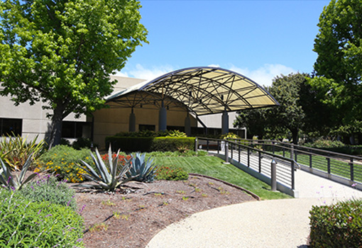 An image of the front entrance to the new OASIS Innovation Hub, located at 71 S. Los Carneros Road in Goleta. 